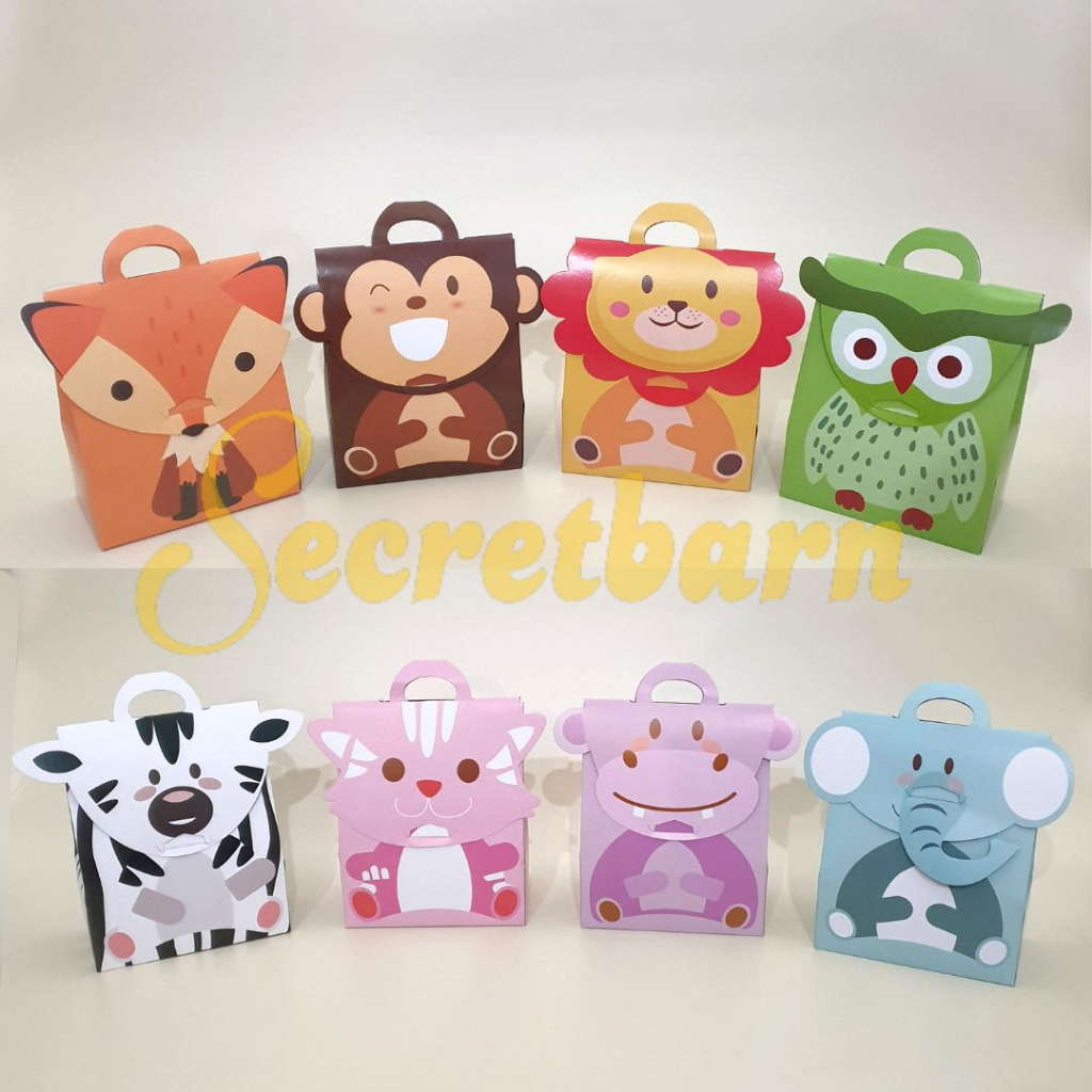 

Goodie bag ultah ANIMAL box hampers tas snack ulang tahun bingkisan birthday tempat souvenir