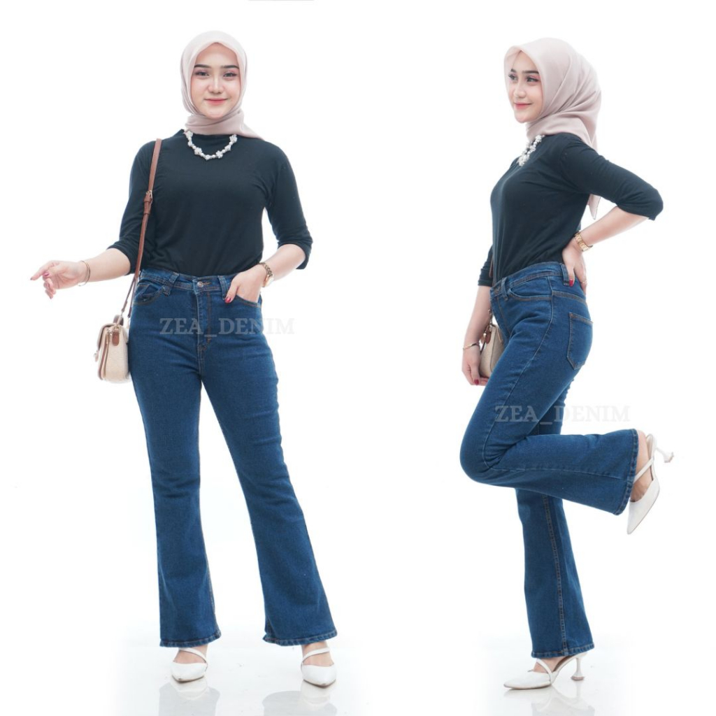 Highwaist Jeans Cutbray Loose streecth