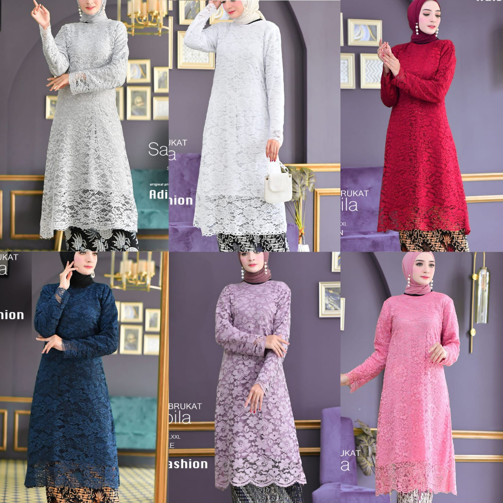 Kebaya Longcape Brokat Atasan Dusty Pink