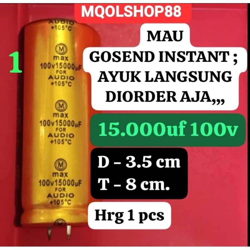 15000uf/100v max Elco Eco kapasitor 15000uf 100v
