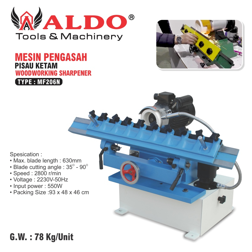 MESIN PENGASAH PISAU KETAM/ MESIN ASAH PISAU PLANER TYPE : MF206N ALDO