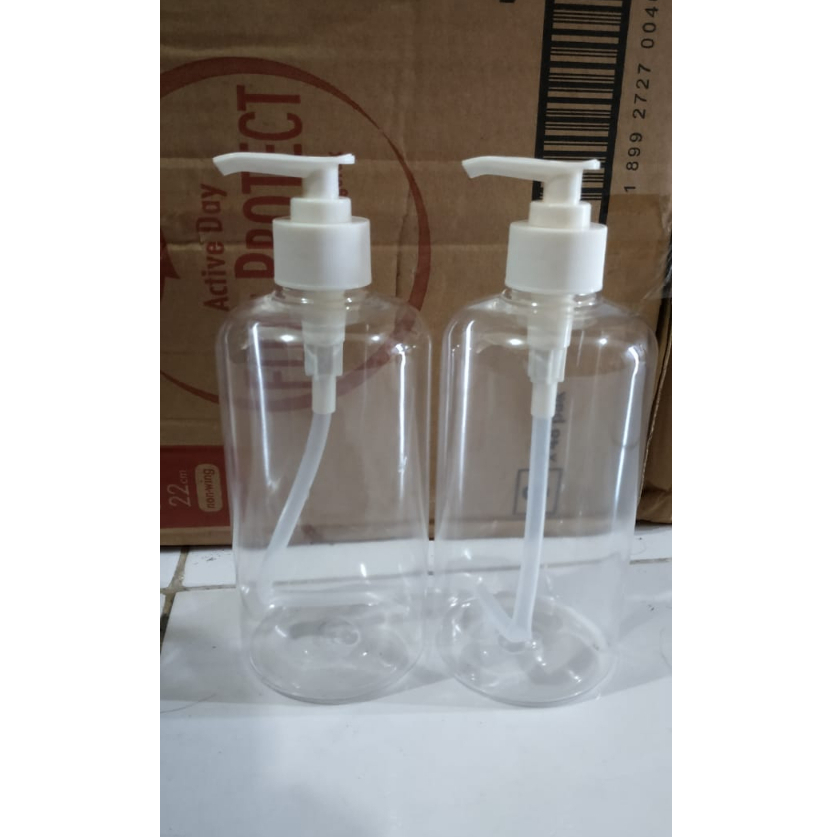 Botol Pump 500ml Plastik Bening Tutup