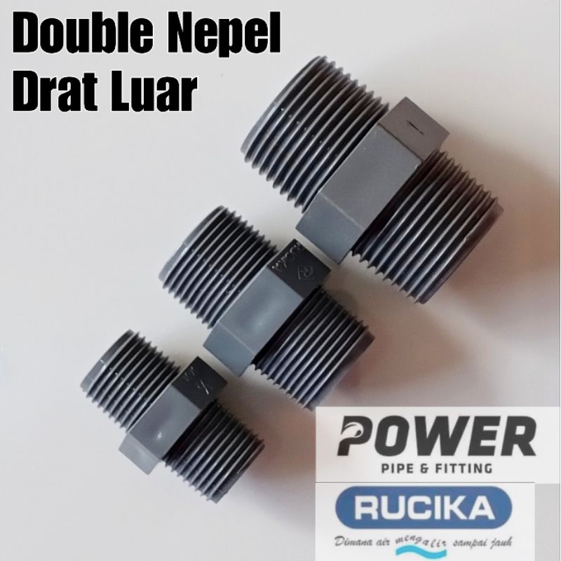 Double Nepel Drat Luar 1/2" l 3/4" l 1" l Sambungan Drat Luar