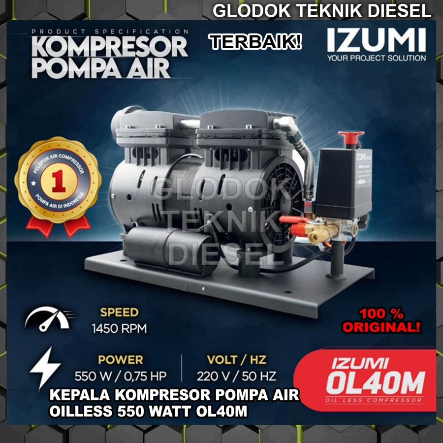 Izumi Mesin Kepala Kompresor Pompa Air Oilless Jet Pump 40 Meter OL40M
