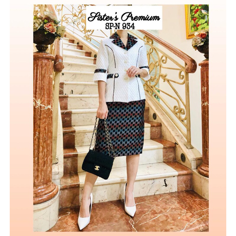Setelan blazer sisters premium. Setelan blazer wanita motif premium. one set pakaian formal wanita p