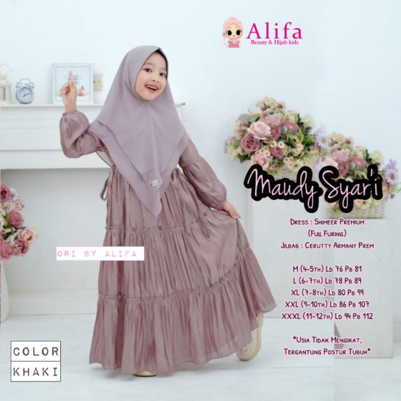 MAUDY SYARI DRESS KIDS / Original Alifa Gamis Muslim Anak Shimmer