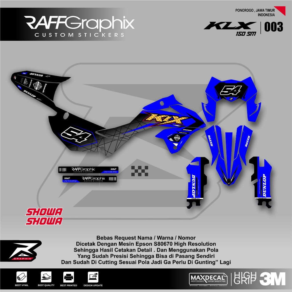 DECAL KLX 150 TERBARU /STICKER KLX 150 SM /DECAL KLX MERAH