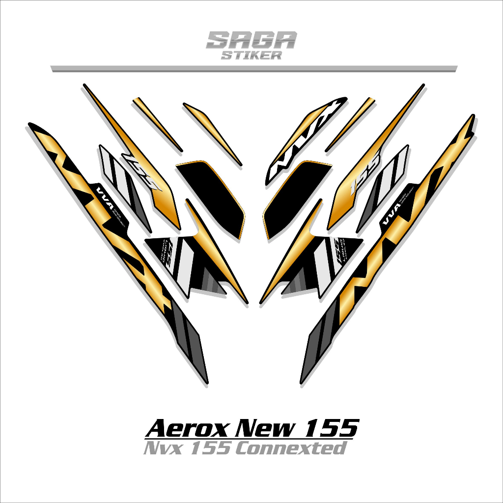 STRIPING AEROX 155 CONNECTED DASAR HITAM/AEROX NEW/VARIASI 4/NVX 155 STIKER / STICKER AEROX 155 CONN