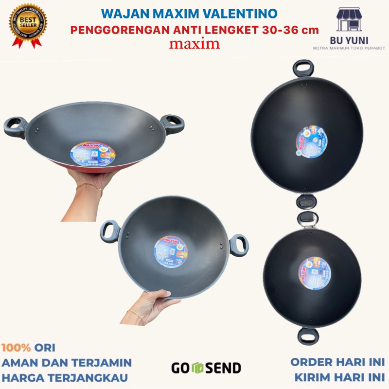 MAXIM VALENTINO 30-36 CM / WAJAN MAXIM / PENGGORENGAN MAXIM ANTI LENGKET / WOK