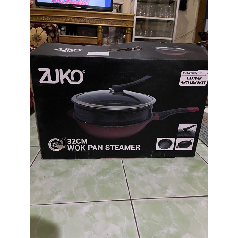 Wok Pan Zuko 32cm isi 2 dus hitam