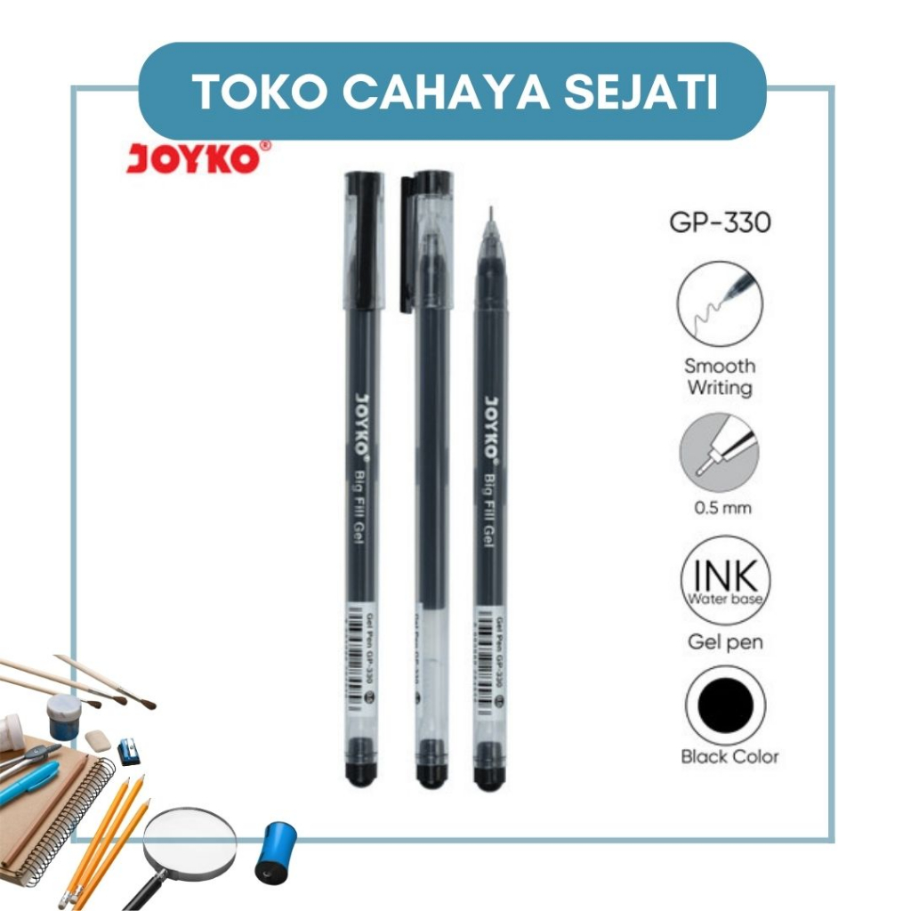 

Pulpen / Pen / Pena / Ballpoint - Joyko GP 330 Big Fill Gel 0.5 mm Hitam