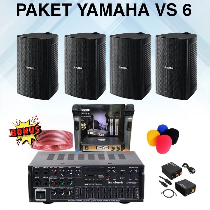 PAKET KARAOKE YAMAHA 6 INCH 4 SPEAKER PAKET SOUND SYSTEM AUDIO CAFE DAN RESTO 4 SPEAKER YAMAHA FULL 