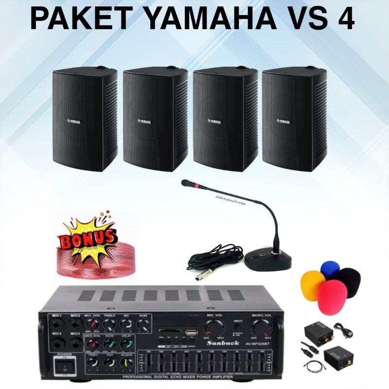 PAKET SOUND SYSTEM CAFE DAN RESTORAN 4 SPEAKER YAMAHA 4 INCH PAKET KOMPLIT INDOOR DAN OUTDOOR MINI Y