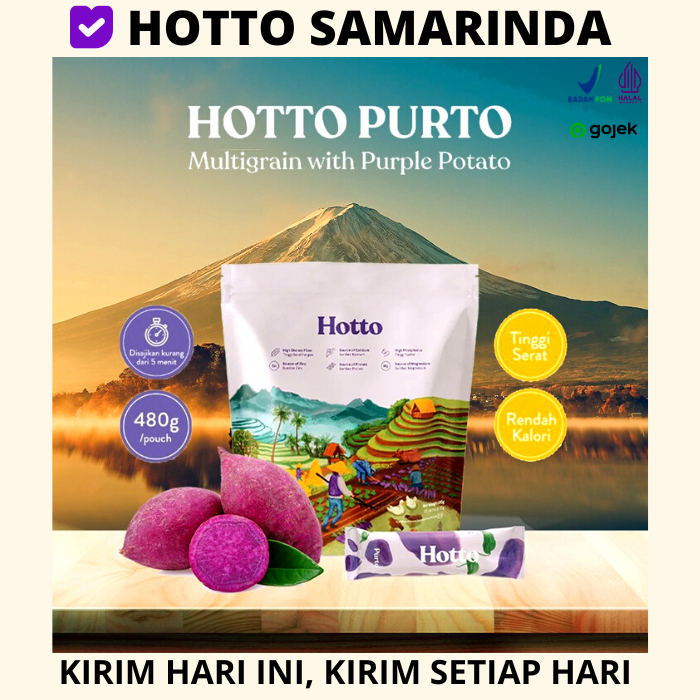 

HOTTO PURTO KEMASAN 1 POUCH HALAL MULTIGRAIN WITH PURPLE POTATO POUCH ISI 16 SACHET