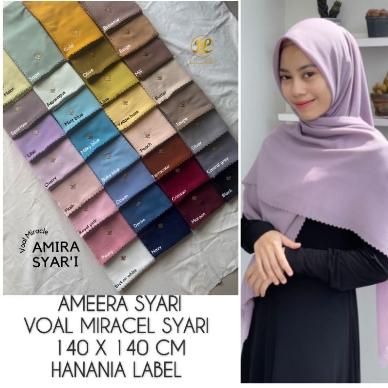 HANANIA LABEL - AMIRA SYARI SCARF | VOAL MIRACEL JUMBO ARABIAN VOILE 140X140 CM KHIMAR JILBAB KRUDUN