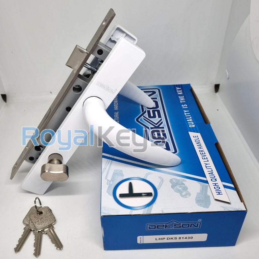 Paket Set Handle Dekson Dekkson LHP 81430 Putih Knob Pintu Aluminium