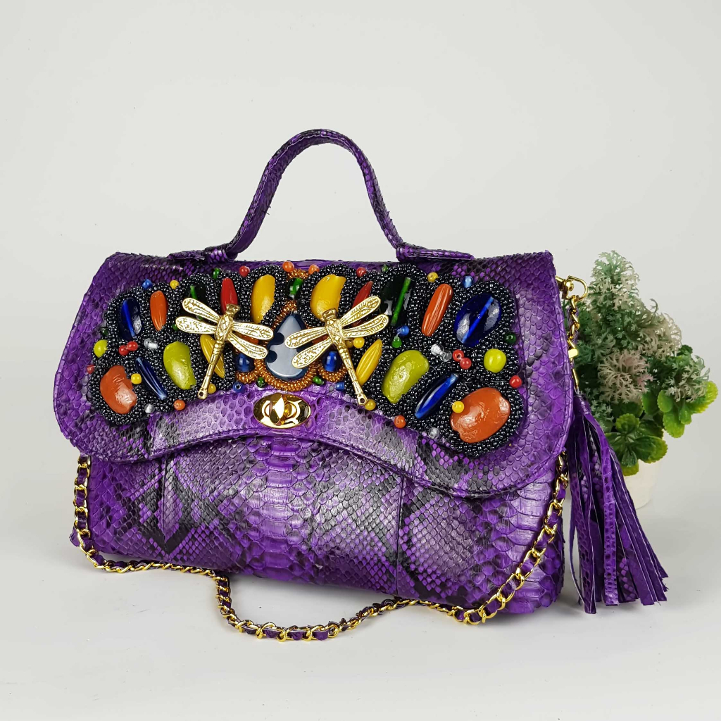 Clutch Kulit Ular Asli Mingde M & XL Handmade Asli Bali