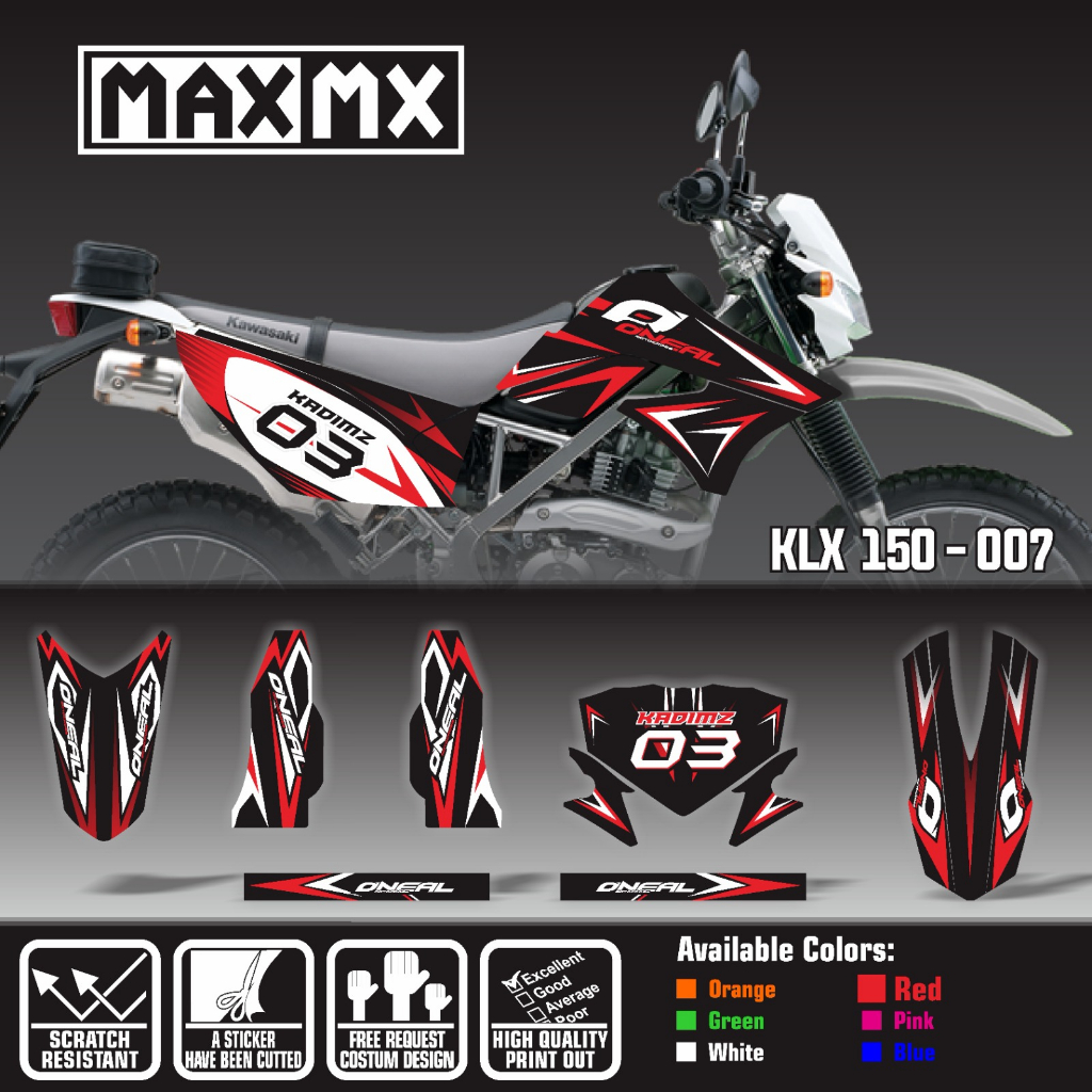 decal stiker keren full body klx 150 old hitam list merah