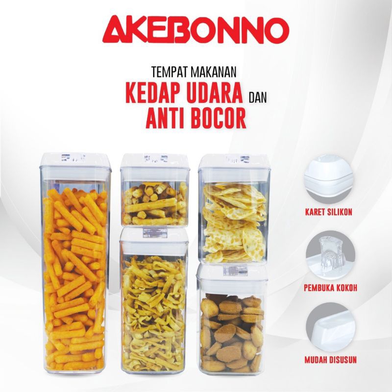 AKEBONNO Toples Plastik Besar Kedap Udara Putih Aesthetic Wadah Snack Jumbo 5pcs Transparan Wadah Be