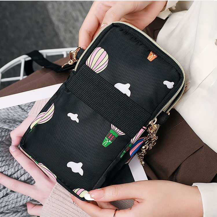 DOMPET SELEMPANG WANITA 3 RESLETING ANTI AIR HITAM MOTIF LUCU EIKA WA772B5 SLING BAG KECIL MUAT HP TEMPAT HANDPHONE POCKET UANG KARTU RESLETING KOREA KEKINIAN REMAJA BRANDED SIMPLE