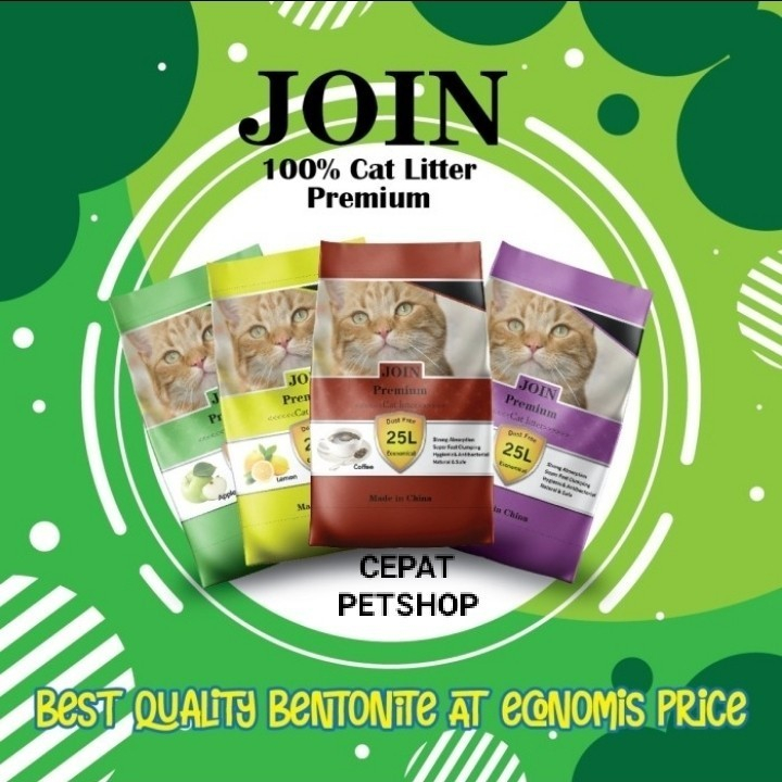 PASIR JOIN 25 liter JOIN PRENIUM NENTONITE-pasir kucing