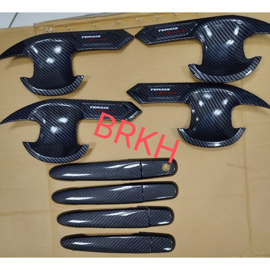 PAKET tutup Handle & Outer mangkok pintu Mobil TERIOS 2018-2023 NON KEYLESS CARBON