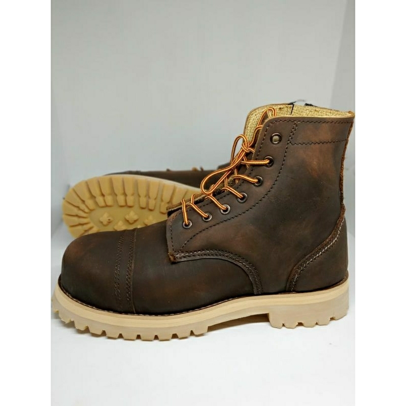 sepatu boots xrider steel toe leather crazy horse ll sepatu safety boots xrider