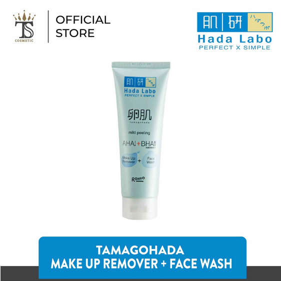 HADA LABO Tamagohada Mild Peeling AHA+BHA Make Up Remover + Face Wash 100g