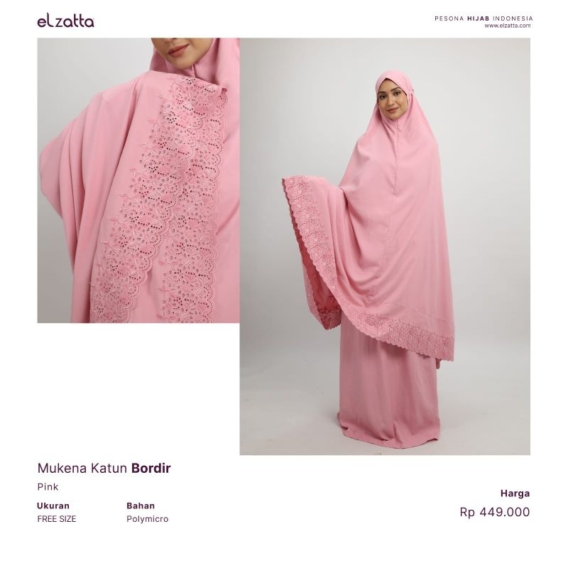 ELZATTA MUKENA POLOS KATUN BORDIR