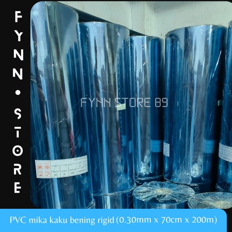 

PVC Mika bening kaku rigid 0.30mm x 70cm x 200m