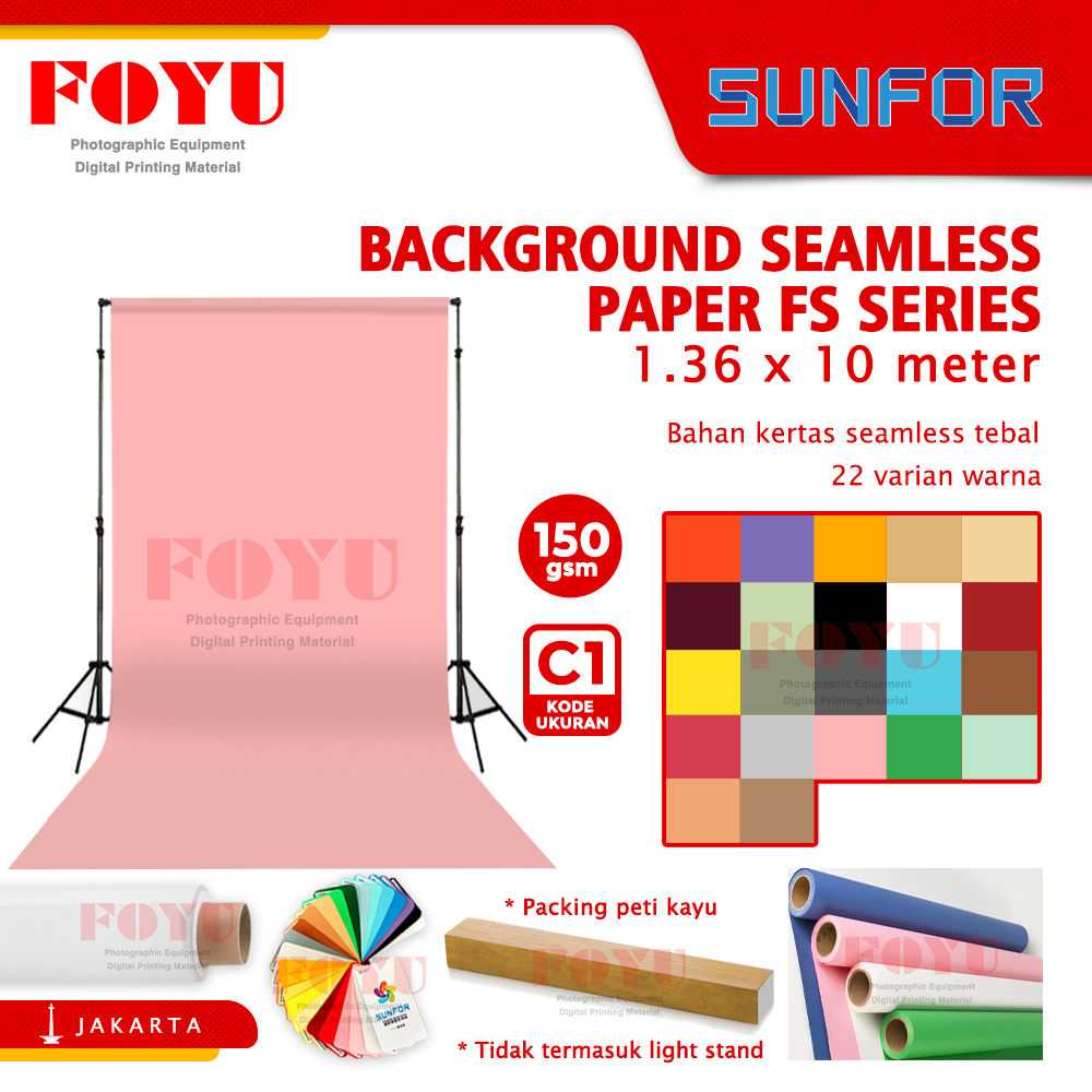 

Background Paper Kertas Polos Seamless Sunfor Uk. 1.36x10 M FS Series