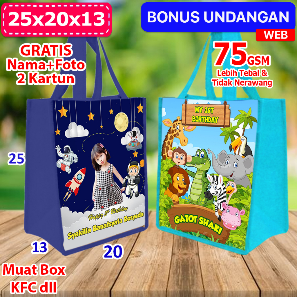 

Tas Ultah Anak Custom 25 x 20 x 13