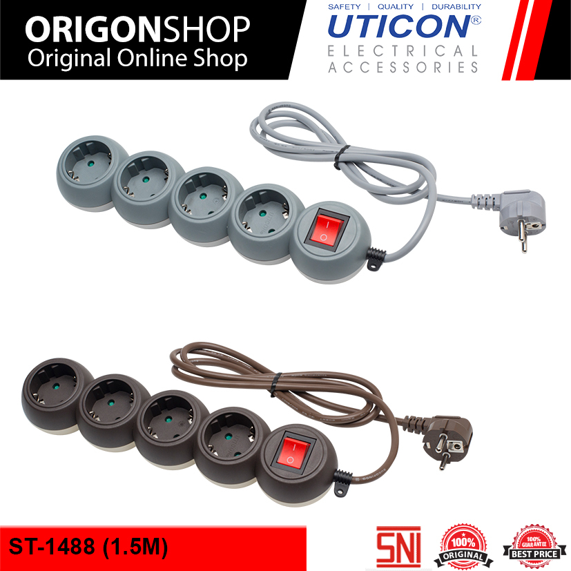 Uticon ST-1488 Stop Kontak 4 Lubang bentuk bulat