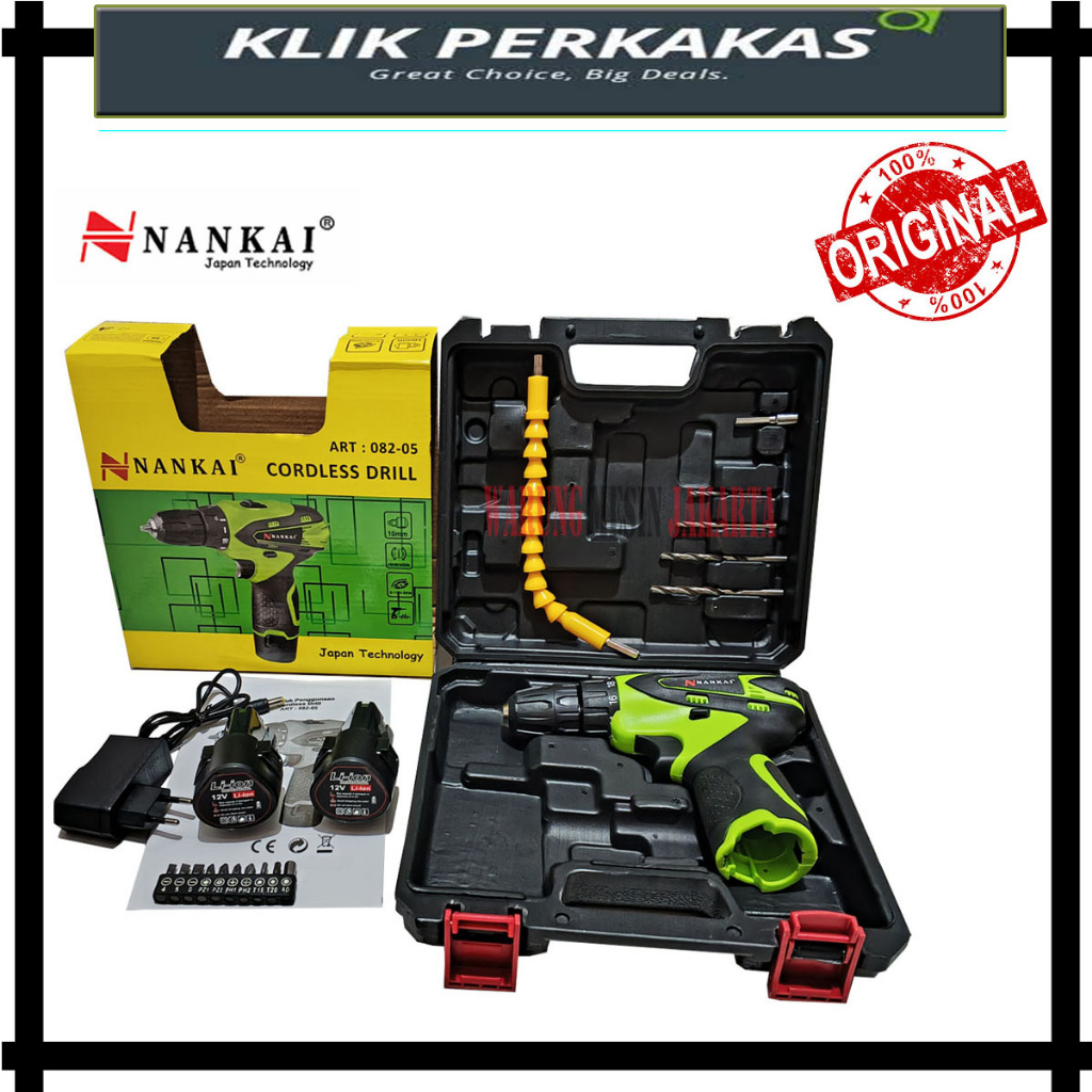 Mesin Bor Baterai Cordless Drill Nankai 12V