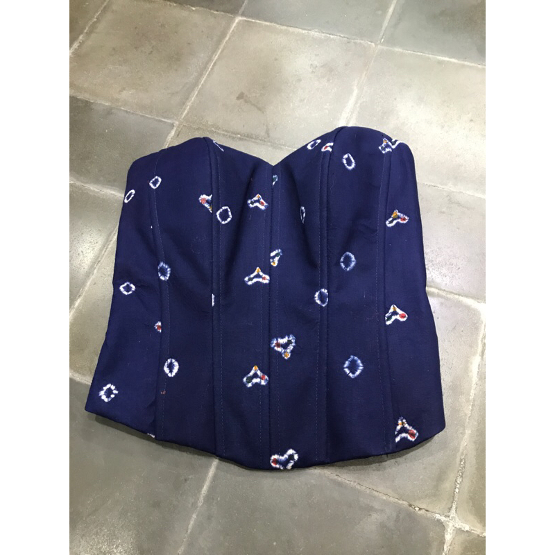 kamisol jumputan asli biru navy | kamisol | kemben | korset | bustier | longtorso | tanktop | kamiso