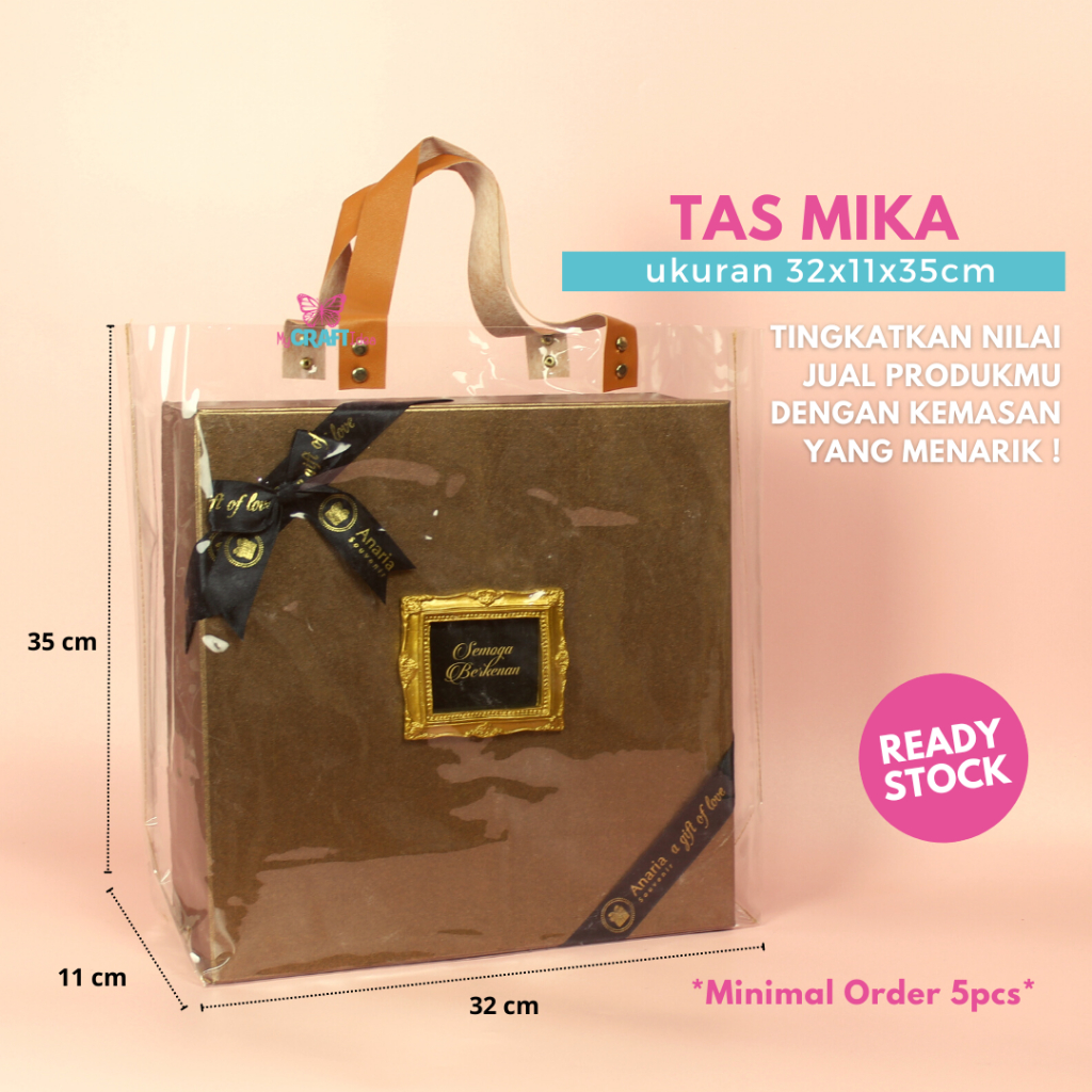 

Tas Mika PVC 32x11x35 | Tas Mika Transparan | Tas Hamper | Godie Bag Custom Ulang Tahun Ultah