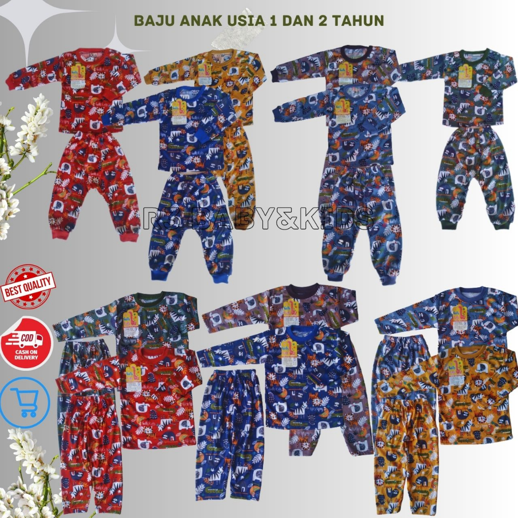 GAFFY KIDS SETELAN BAJU TIDUR ANAK FULL PRINT USIA 1 TAHUN DAN 2 TAHUN / SETELAN BAJU BAYI PIYAMA 1 