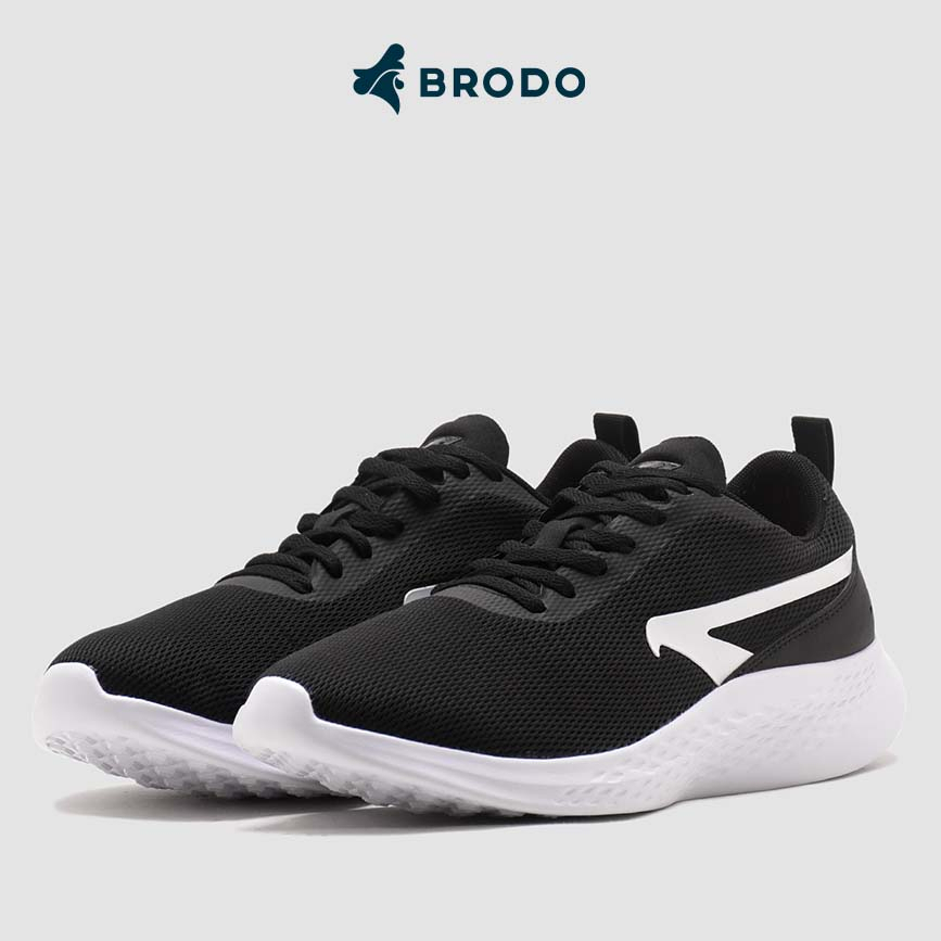 BRODO Active Sprint 2.0 Black White Original Sepatu Sneakers Pria Lari Sport Hitam