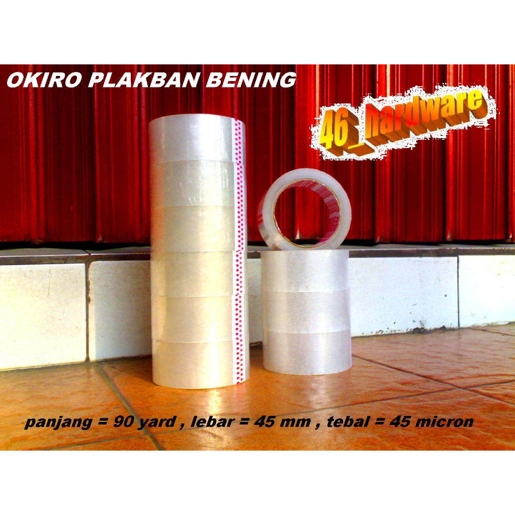 

PLAKBAN LAKBAN ISOLASI TAPE BENING CLEAR OKIRO 90yard 45mm TEBAL KUAT - 46_hardware
