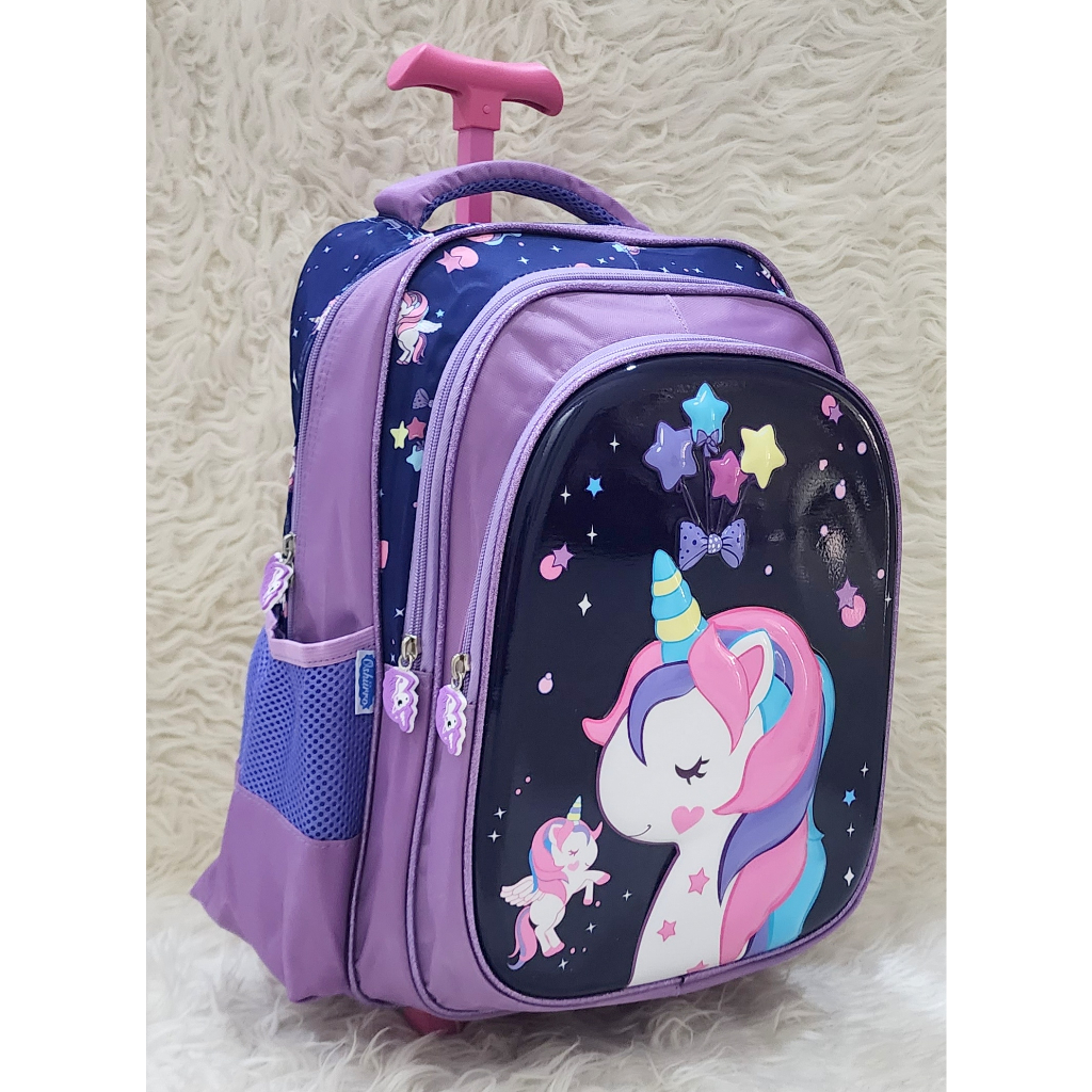 Troli Ransel Sekolah AnakSD Premium 3 Sleting  Unicorn Dino O6133