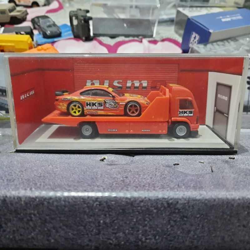 Hotwheels Premium Nissan Silvia S15 Team Transport Aero Lift Car Culture HKS Nismo Advan truk truck 