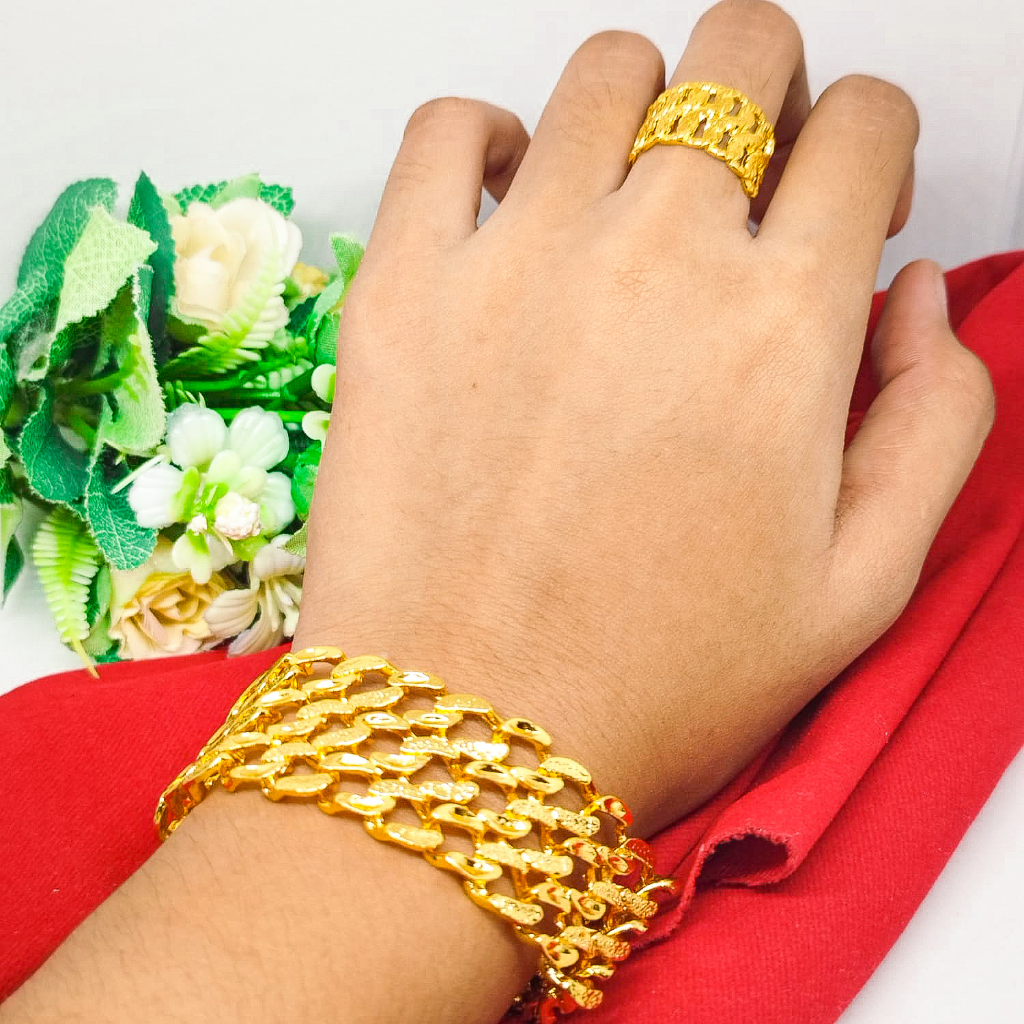 Gelang Kendari Free Cincin Perhiasan Dubai Fashion Bracelet Elegant Lapis Emas 24k Hongkong Gold Ban