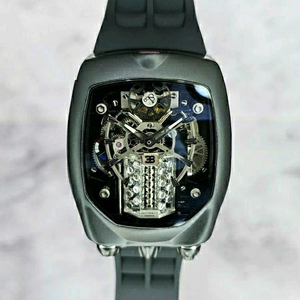 Jam tangan Automatic Swiss Pria JACOB & CO Bugatti Chiron Rubber Stainless steel