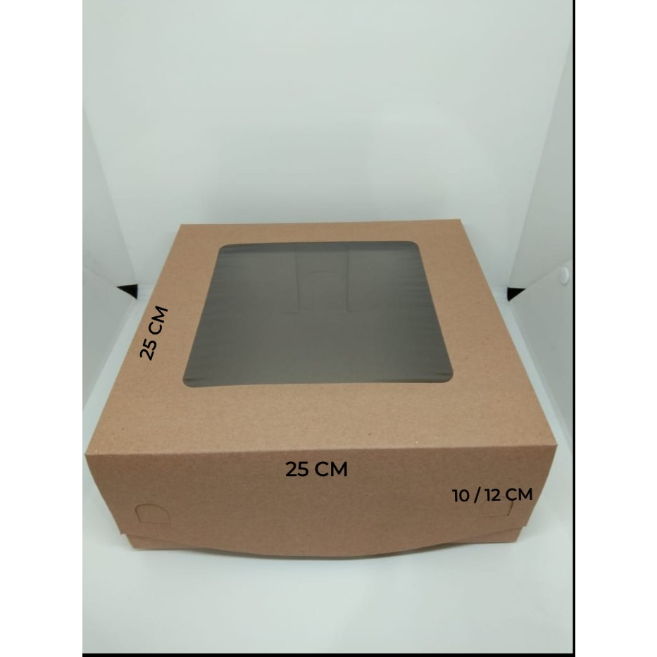 

10pcs CAKE BOX KRAFT MIKA 25x25X10/12 CM LAMINASI TUTUP LEPAS