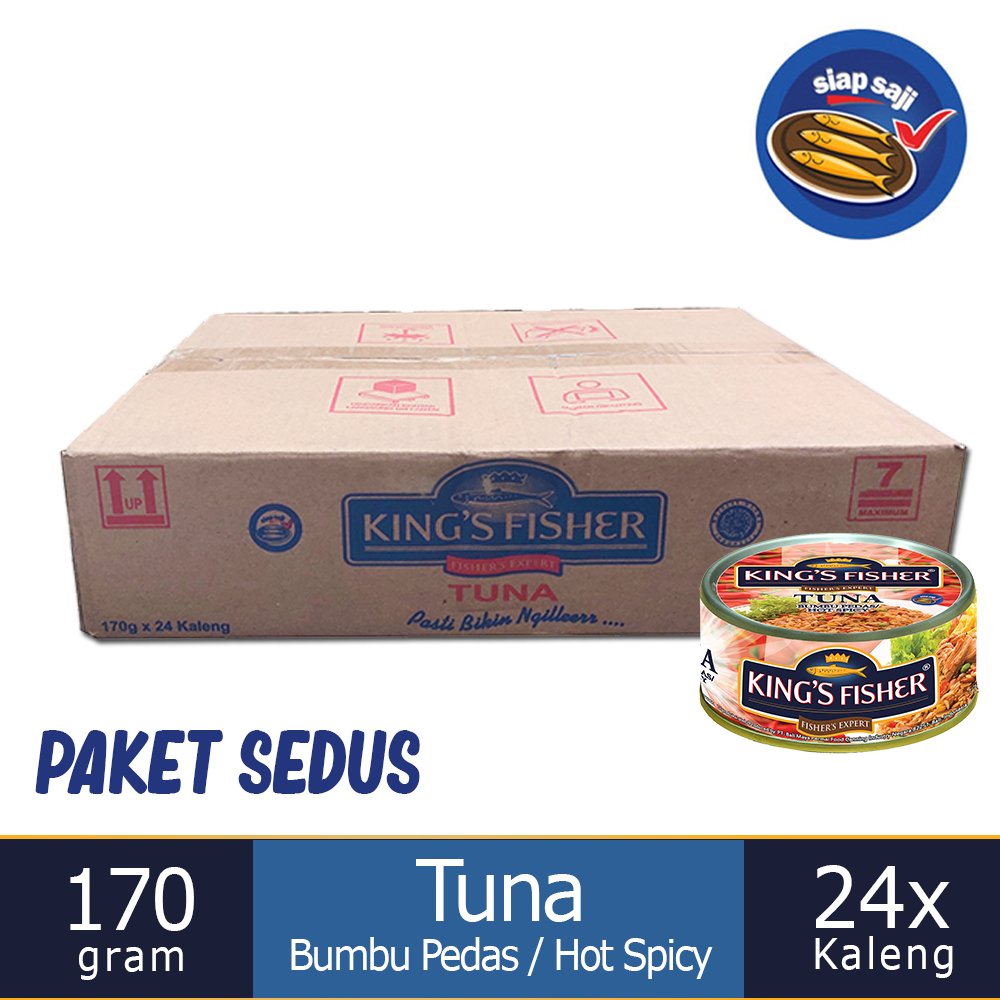 

Ktmstore Paket 24 Pcs King's Fisher Tuna Canned Hot Spicy 170gr Daging Tuna