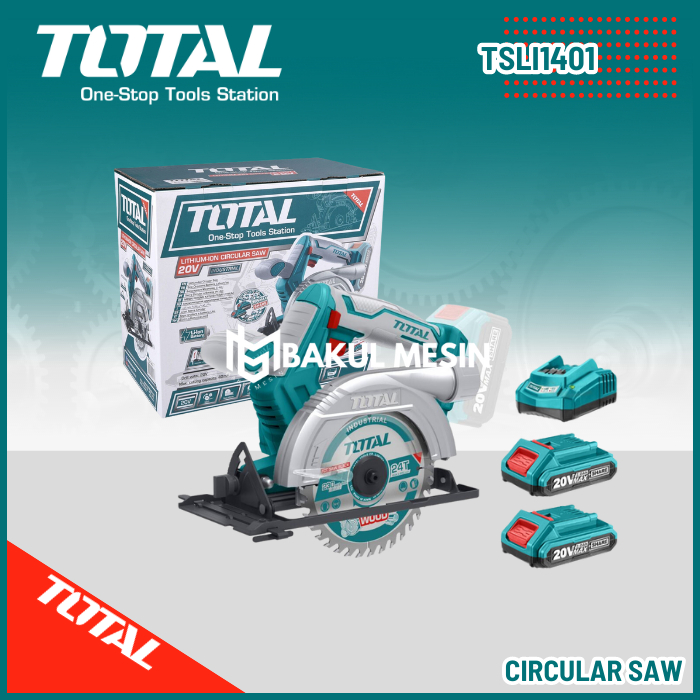 TOTAL TSLI1401 PAKET mesin potong kayu circular Saw baterai cordless