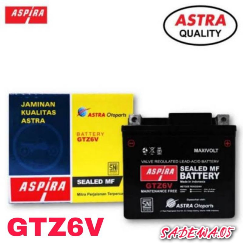 AKI KERING ASPIRA GTZ6S HONDA VARIO125, VARIO150, SCOPY ESP,