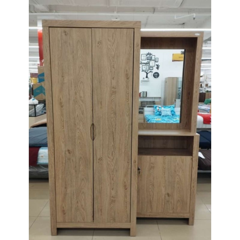 Selma Giana Lemari Pakaian 3 Pintu Dengan Kaca - Cokelat Oak Furniture Informa lemari pakaian lemari