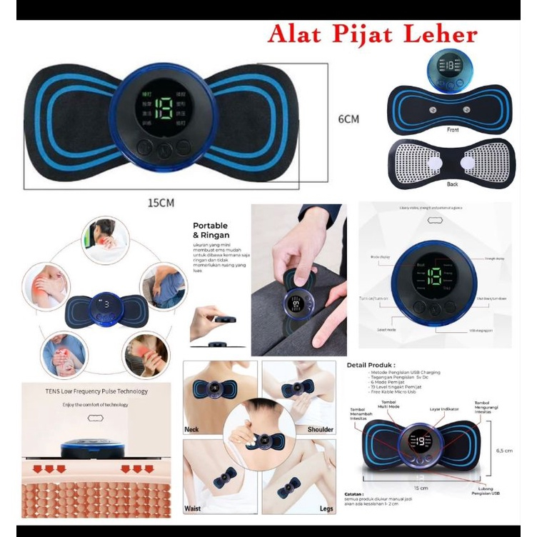 YOVIP Alat Pijat Portable EMS Leher Neck Cervical Massager Stimulator - HQ-185 - Black