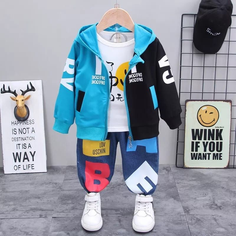 SETELAN ANAK LAKI LAKI PEREMPUAN 1-5 TAHUN SETELAN 3 IN 1 SMILE BAJU ANAK LAKI LAKI JAKET ANAK MODE 